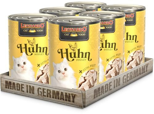 LEONARDO Huhn + extra Filet | (6 x 400g) Huhn + extra Hühnerfilet | Nassfutter mit extra Filet | Getreidefrei mit extra hohem Fleischanteil