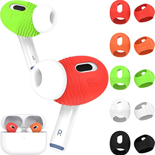 BLOOOK 5 Pairs of Ear Pads Compatible with Apple AirPods Pro (2nd Generation) Earplugs, Earphone Accessories for AirpodsPro2 Covers Attachments (Red + Orange + Green + Black + White)