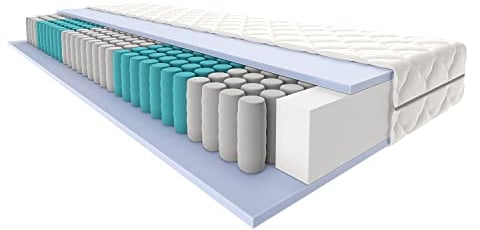 7-Zonen Matratze 90x200 cm, Taschenfederkernmatratze H2 H3, Versand als Rollmatratze, Hochwertige 2 in 1 Matratze, Wendematratze, 21 cm hoch