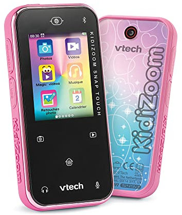 VTech - KidiZoom Snap Touch Rose, Appareil Photo Numérique Portable, Photo, Selfie, Vidéo, Écran Tactile Couleur, Lecteur MP3, Bluetooth, Cadeau Enfant et Ado de 6 Ans à 13 Ans - Contenu en Français