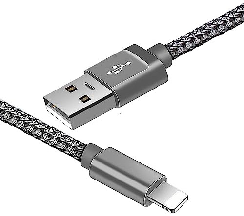 WORLD CONNECTERE iphone Charger Cable, 10FT/3M, Nylon Braided Fast Charging Cable For iphone 14 13 12 11 Pro Max X XS XR 10 8 7 Plus 6 6s 5s 5 SE 2020 USB iphone Charger - Silver