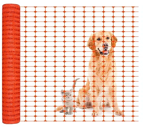 SUBTLETY 50㎡ Absperrzaun Kunststoff Sicherheitsschranken Hundezaun Plastik Maschendraht Netz Nutztierzäune Aufgerollter Gitterschutzzaun Sicherheitszaun Warnnetz für Garten Pool Camping Ranch (1x50m)