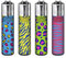 Clipper® Feuerzeuge im Multipack - 4er Set mit coolem Look - Nachhaltig NEU - INKL Gratis Crystal Deko Balls (Animal Print)
