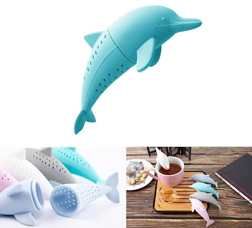 Kreative Silikon teeei, Niedliches teeei für losen tee, Interessantes tee ei sieb-Diese tee sieb macht die Teezeit angenehm(Himmelblauer Delfin)