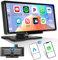 CAMECHO Wireless A-pple CarPlay & Android Auto Display, 9.3 Zoll Tragbares Autoradio Carplay mit Dashcam, Carplay Auto mit Bluetooth FM/Siri/G-00gle/Mirror Link/AUX