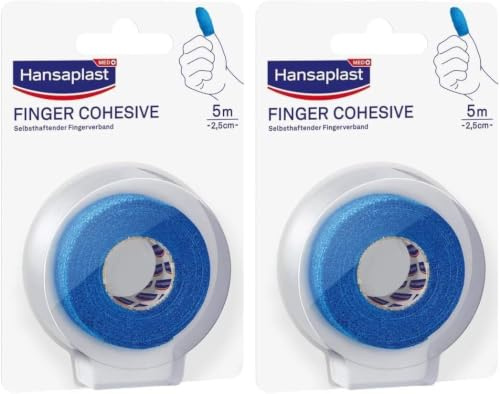 Hansaplast Selbsthaftender Fingerverband (5 m x 2,5 cm), Verbandsmaterial zur Fixierung von Wundauflagen an den Fingern, hautfreundlicher Verband einfach per Hand reißbar (Packung mit 2)