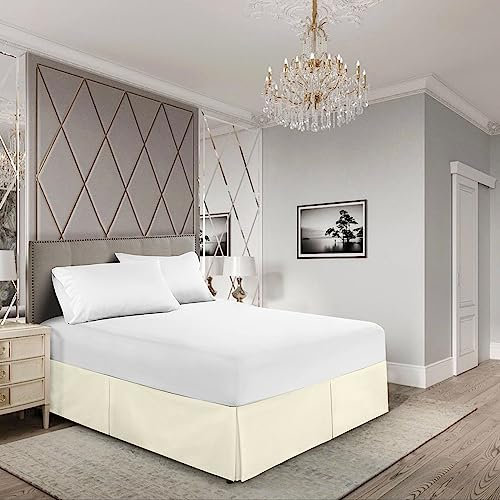 EGYLIN Cache-sommier pour lit super king size - 180 x 200 cm - 40,6 cm de hauteur - Facile à enrouler - Élastique - Coton égyptien doux - Convient sous le matelas et jusqu'au sol - Ivoire