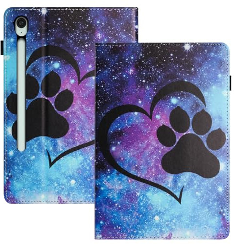 LSPCASA Custodia Per Samsung Galaxy Tab S9 FE 10.9 Pollice SM-X510/X516B PU+TPU Materiale Cover Tab S9 FE Con Slot Per Carte Cover Samsung Tab S9 FE Zampa di gatto cuore