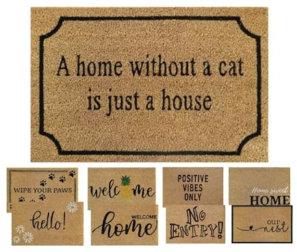 MYPURECORE Coir Door Mat (60x40cm) - Non-Slip & Absorbent, Indoor/Outdoor, Eco-Friendly - Ideal as Front Door, Entrance, Floor, Welcome Mat - Large Size, Dirt Trapper, Washable (WITHOUT A CAT)