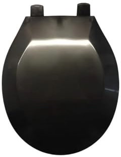 J&V Textiles Elongated Toilet Seat With Easy Clean & Change Hinge, Beveled Edges (Black)