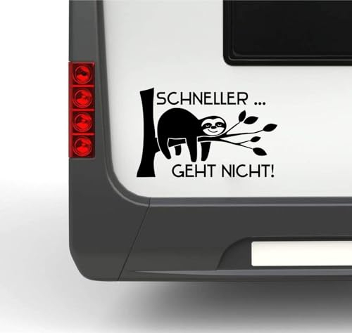 Rakelfix Wohnmobil Wohnwagen Aufkleber Schneller geht Nicht Typ2 ca 30cm breit mit lustigem Faultier