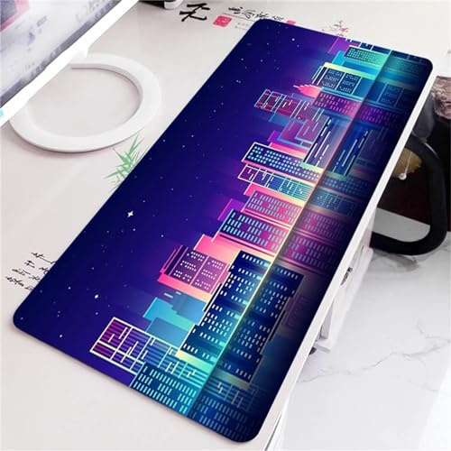 Yoonqun 700x400x5mm Alfombrilla de Ratón Grande,Ciudad Colorida XXL Gaming Mouse Pad,Base de Goma Antideslizante,Mejora la precisión y la Velocidad,Alfombrilla Gaming para PC Ratón Teclado