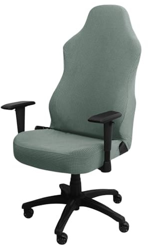 Housse Chaise Gaming avec Accoudoirs, Couverture de Chaise de Jeu Extensibles, Housse de Protection pour Chaise Ordinateur Jeu Racing Chaise Fauteuil Rotatif, Chaise Pivotante, sans Chaise (Vert)