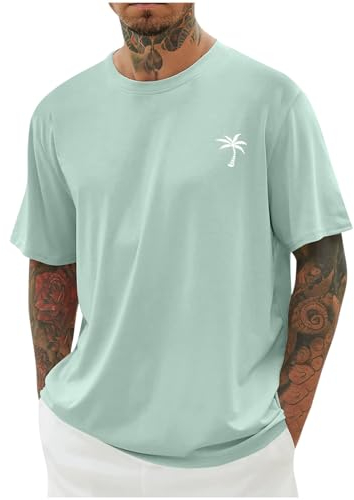 UHouse T-Shirts für Herren Oversized Sommer Tshirt Los Angeles Oberteile Loose Fit T Shirt Prime Männer Casual Mode Motiv Bekleidung Junge Tee Shirts Streetwear Baumwolle Tops Sale Grün 4XL