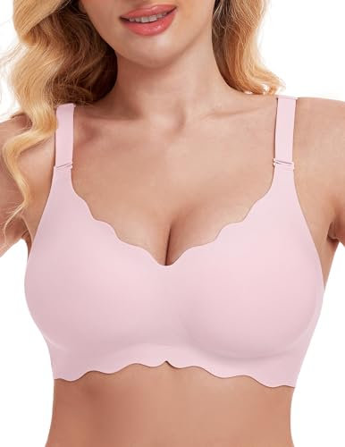 Uroagous Glatter BH Damen Ohne Bügel Blütenblatt-Design Ohne Bügel Nahtloser Damen Mit Zusätzlicher-Verlängerung - Rosa, XXL
