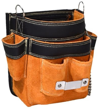 Werkzeugtasche aus Leder für Elektriker, Holzarbeiter und Gärtner, mehrere Taschen, leicht zu tragen und zugänglich