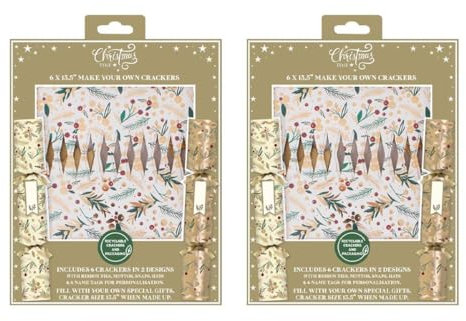 12 Make Your Own Christmas Crackers Gold And Cream Floral Berry Personalised Xmas Table Decoration Craft