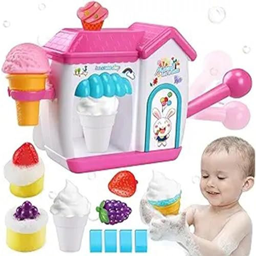 Eiscreme-Spielzeug-Badeblasen-Maker, Seifenblasen-Maker für Kinder - Bunte Badespielzeug-Schaummacher | Fröhliches Eiscreme-Spielset, vorgetäuschte Kuchen, sicher für Kinder, und Mädchen