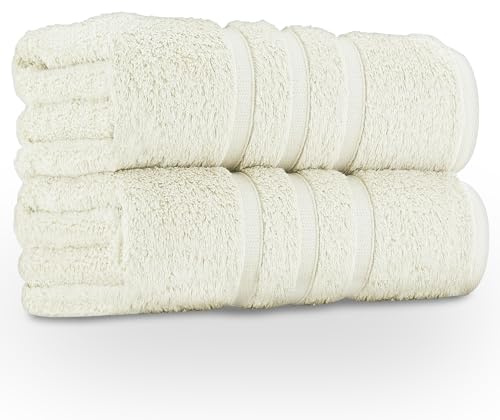 GC GAVENO CAVAILIA Premium Jumbo Bath Sheet 2 Pack - 100% Ring Spun Cotton Towels Bath Sheet - Highly Water Absorbent & Quick Dry Extra Large Bath Sheets - Soft Hotel Quality Bath Towel - Cream