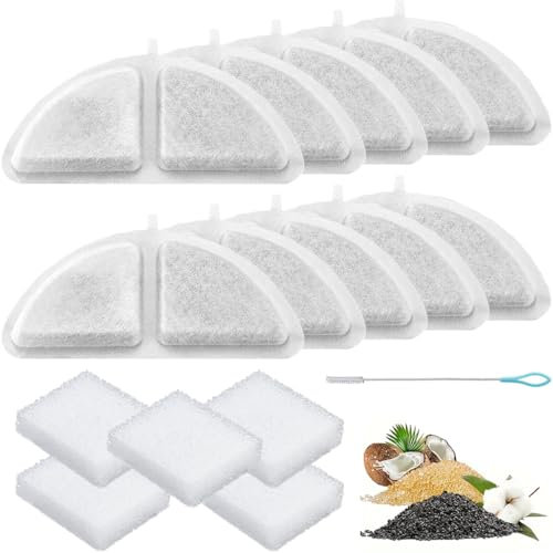 Acmerota Replacement Filter for TOMXCUTE P9 Wireless Cat Water Fountain, 10 Pack Cat Water Fountain Filter Compatible for 3L Cordless Cats Fountains with Clean Brush