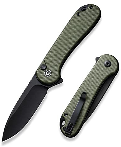 CIVIVI Elementum II Folding Pocket Knife with 7.51CM Nitro-V Blade & Green G-10 Handle, Outdoor Knife with Clip