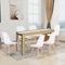 FURNITABLE Juego de 6 sillas de comedor y mesa de comedor rectangular de 140 cm, para salón, cocina, oficina (mesa de roble y blanco+6 sillas blancas)