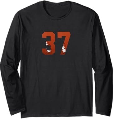 Number 37 - Minimalist American Football Jersey Numbered Long Sleeve T-Shirt