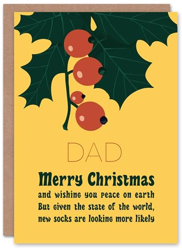 Artery8 Wishing You Peace But Socks More Likely Funny For Him Dad Father Christmas Card