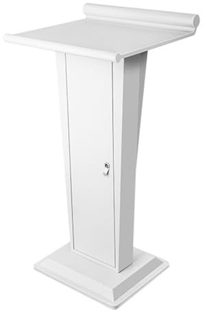 Rednerpult, Podium, Rednerpultständer, tragbarer Rednerpultständer, stabile und ästhetisch ansprechende Kanzel, abschließbare Schubladen, für Kirche, Schule, Vorlesungen(Weiß)