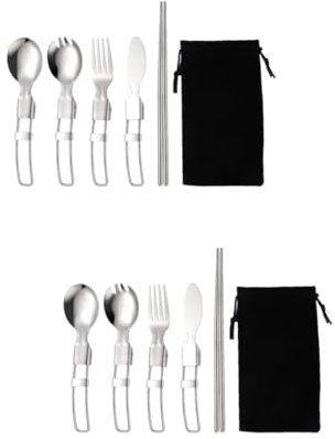 Happyyami 2 Sätze Und Löffel Essen Tablett Camping Luftdicht Gadgets Bausatz Besteck Flasche Geschirr Wärmer Utensil Praktischer Löffel Black Rostfreier Stahl