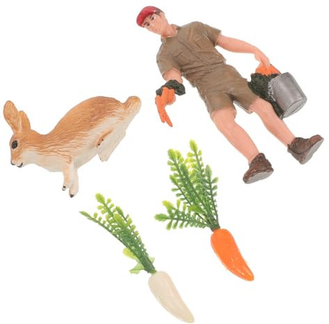 KONTONTY 1satz Simulation Carrot Teiliges Tiermodell Für -Dekoration Niedliche Hasenfigur Mit Karotten Und Für Miniatur-landschaften