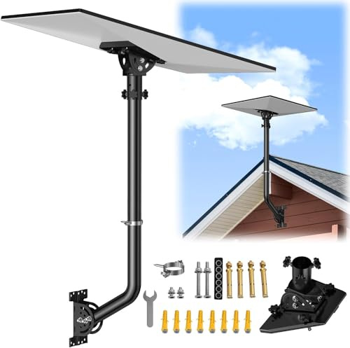 Starlink Gen 3 Mount – 360° Adjustable Starlink Pole Mounting Kit with Gen3 Pipe Adapter, 24 Long Wall Mount Bracket for Standard V3 Satellite Internet Kit, Star-Link Pole Mount for Roof | Aluminum Tube Adapter 160° Tilt for Better Signal Fits Star-link V3/V4/Enterprise Dish 70cm Black