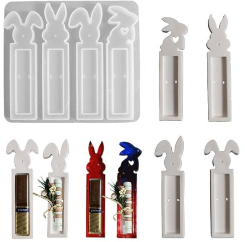 4 Stück Silikonform Osternhase, Silikonform Hase Gipsformen zum Gießen, Gießformen Silikon Ostern für Geldgeschenke, Osterhase Stand, Harz Silikonform, DIY Urlaub Geschenk Schokolade Gips Lagerung Ges