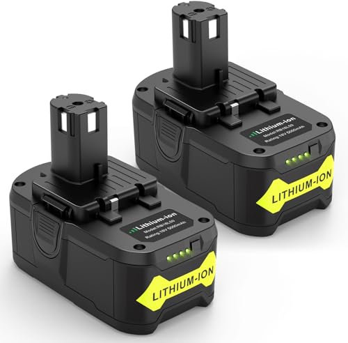 KEATFE 2 baterías de repuesto de 18 V y 5,0 Ah para baterías Ryobi de 18 V RB18L50 RB18L40 RB18L25 RB18L15 RB18L13