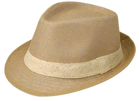 Men Women Panama Hat Straw Fedora Trilby Sun Hat Summer Classic Short Brim Gentleman Jazz Cap Roll Up Foldable UV Protection Cowboy Cowgirl Cap with Beige Band for Beach Travel Party Holiday