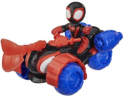 Marvel Spidey und Seine Super-Freunde Miles „Spin“ Morales Techno-Racer Spielzeug mit Action-Figur (7,6 cm) und Accessoire, Superhelden-Spielzeug für Kinder ab 3 Jahren