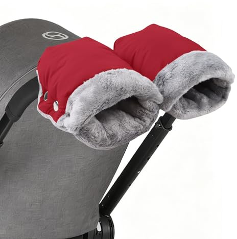 NICEWAT Handwärmer Kinderwagen, Wasserdicht und Winddicht Handmuff für Kinderwagen, Universalgröße Stroller Handmuff mit warme Plüschmaterial Fleece für alle Kinderwagen Buggy