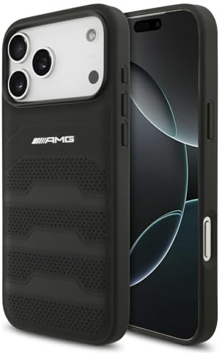 CG MOBILE AMG Lederhülle mit geprägten Linien und Logo für iPhone 17 Pro Max (Schwarz)