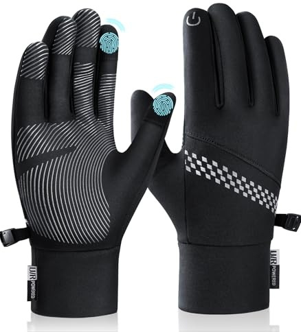 Benirap Handschuhe Herren Damen Fahrradhandschuhe Winter Winddichte Touchscreen rutschfeste Warm Outdoor Sporthandschuhe Wasserabweisender Schutz Thermo Laufhandschuhe Radfahren Wandern Laufen