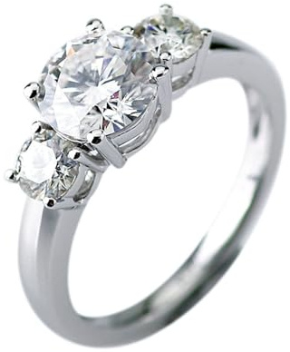 Trauringe Weißgold 750, Trauringe Frauen Moissanit 1ct Runden Weißgold Verlobungsring 18K Gold Größe 53 (16.9)