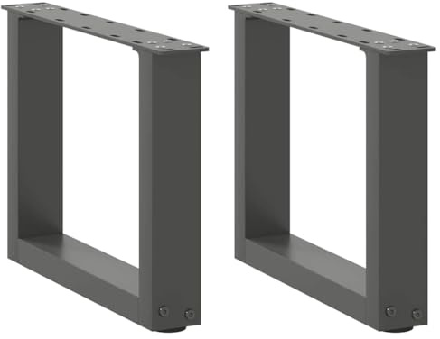 QUAHEAS Couchtischbeine U-Form 2 STK. Anthrazit, 30x30 cm, pulverbeschichteter Stahl, robuste Metall Tischbeine mit verstellbaren Nivellierfüßen, Möbel Basis für DIY Projekte