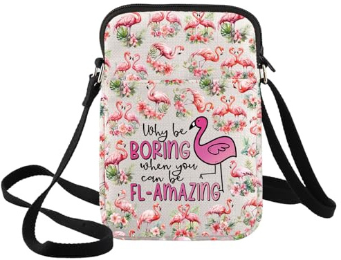WZMPA Rosafarbene Flamingo-Umhängetasche, Flamingo-Liebhaber, Geschenk, Flamingo, Vogel, Tragetasche, Souvenir, Merchandise, Langweiliges Fl-amazing CB, medium