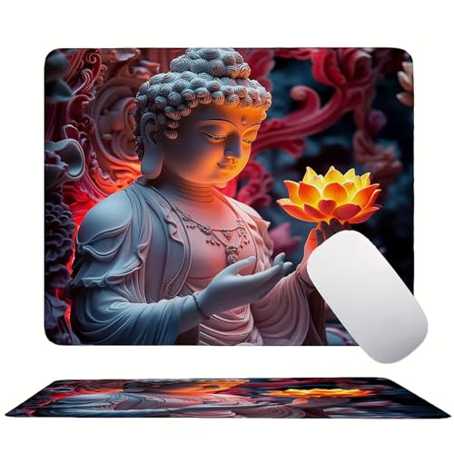 Mouse Pad Zen Lotus(2), Mini Gaming Mouse Pad 250x200mm, Non-Slip Rubber Base for Stable Grip on Smooth Surfaces, Improved Precision and Speed, with Anti-Fray Stitched Edges Gifts for Men s0z-378