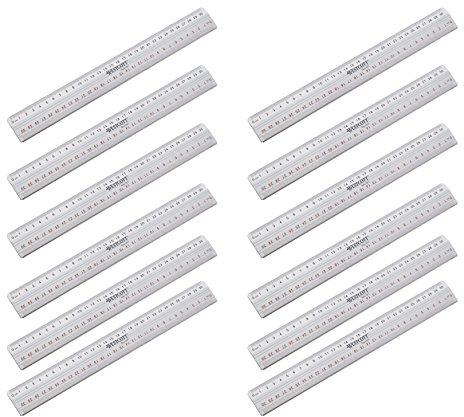 Westcott E-10112 00-I Schneidelineal Aluminium, 30 cm, 12 Stück, silber