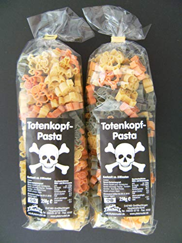 Pfalznudel Streuteile Totenköpfe aus Nudelteig, 2X 250 g, Nudeln, Pasta, Dekoration, Delikatesse, Totenkopf
