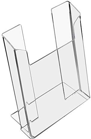 HMF 46961 Acryl Prospekthalter | DIN A5 Hochformat | 16 x 19,5 x 9 cm | Glasklar