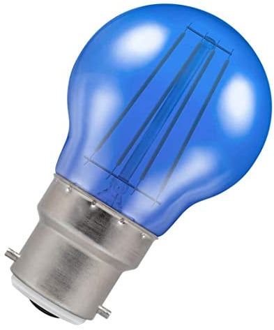Crompton Lamps LED Golfball 4W BC-B22d Harlequin (25W Equivalent) Blue Translucent 65lm BC Bayonet B22 Outdoor Filament Light Bulb
