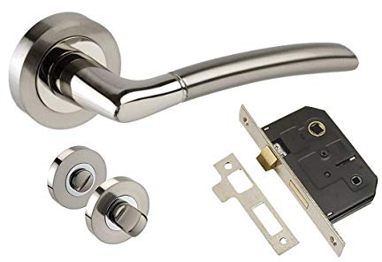 Golden Grace Indiana Duo Finish Bathroom Door, 51mm Diameter Backplate | Includes bathroom mortice lock, matching thumbturn and release, spindles, and screws for a complete, hassle-free setup.