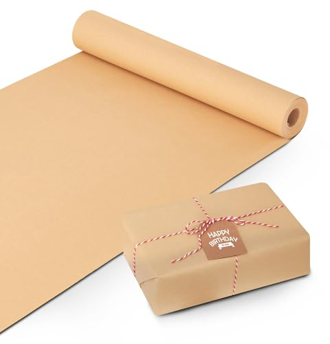 MERRIMEN Premium Kraft Wrapping Paper Roll - Versatile and Stylish Gift Wrap - Wrinkle-Resistant - Multipurpose, Ideal for Gifts, Arts & Crafts, Events & Projects- 44.5cm x 25m