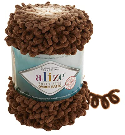 Alize Puffy Fine Ombre Batik Baby Decke Garn Lot of 1 Knäuel 500 g 80 Yds 100% Micropolyester Soft Yarn Looped Yarn for Finger Knitting Häkeln Stricken No Hook No Needle (7262)